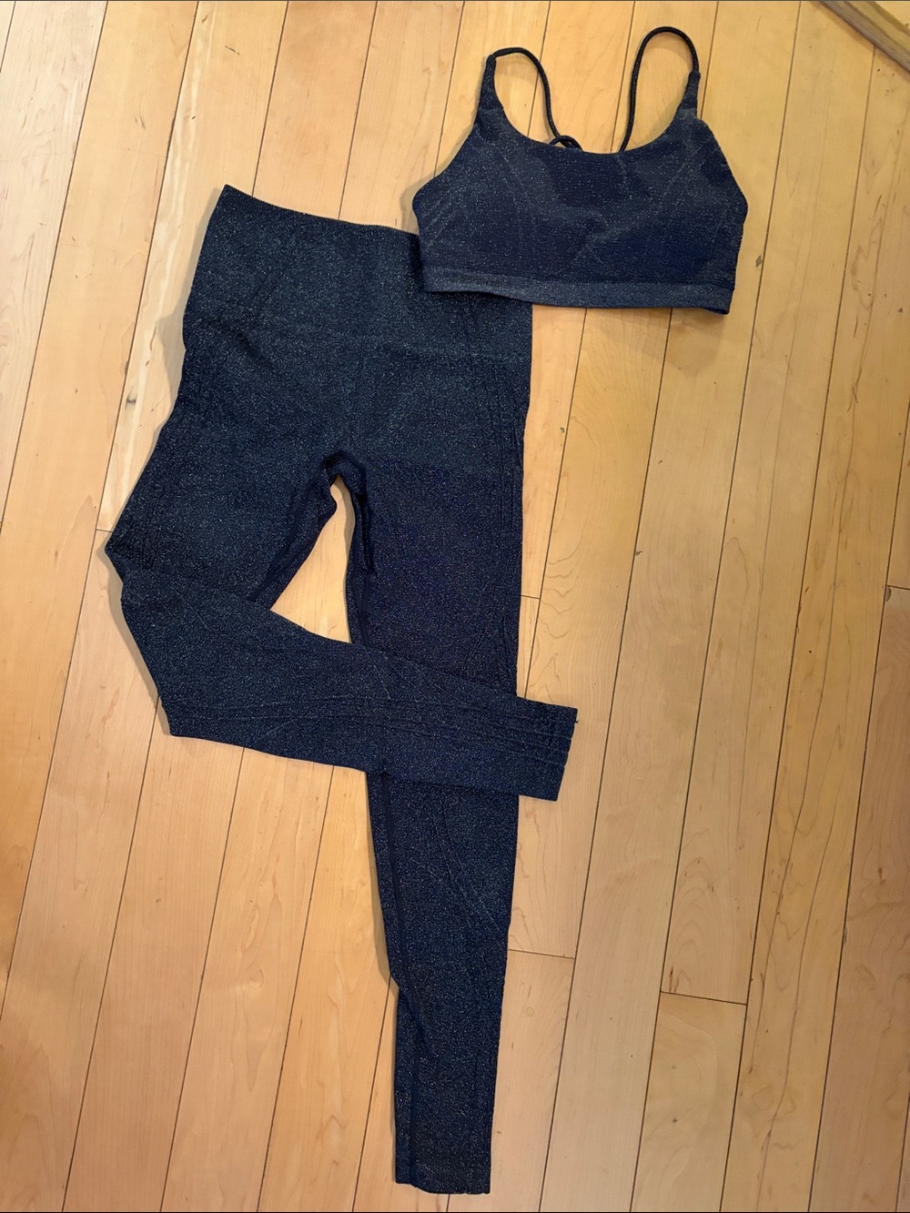 Sparkle Navy Active Leggings & Crop Top Set